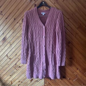 PINK CABLE KNIT CARDIGAN by D&Co